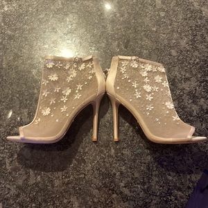 Ivory Badgley Mischka’s Open Toe Flower with Beads and Crystals